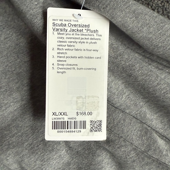 NEW LULULEMON Scuba Oversized Gray Varsity Jacket Plush - Super Cute! MSRP: $168 - Picture 10 of 16